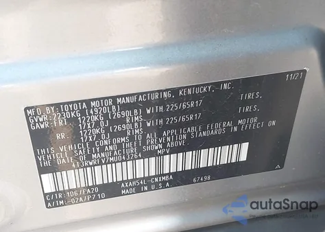 2021 Toyota Rav4 Hybrid Xle z USA, uszkodzony, nr VIN 4T3RWRFV7MU043264